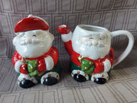 Ceramic Santa Claus Creamer and Sugar Set