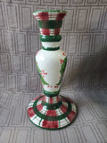 Ceramic Holly Plaid Candlestick Holder