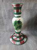 Ceramic Holly Plaid Candlestick Holder