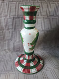 Ceramic Holly Plaid Candlestick Holder