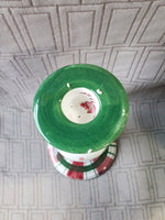 Ceramic Holly Plaid Candlestick Holder