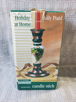 Ceramic Holly Plaid Candlestick Holder