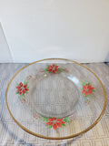 Hand Painted Poinsettia Glass Serving Plate