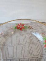 Hand Painted Poinsettia Glass Serving Plate