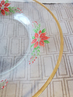 Hand Painted Poinsettia Glass Serving Plate