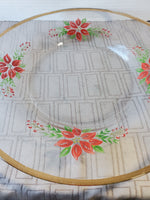 Hand Painted Poinsettia Glass Serving Plate