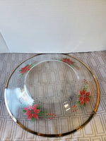 Hand Painted Poinsettia Glass Serving Plate