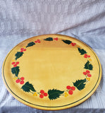 Signed Hand Painted Wooden Round Serving Tray