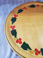 Signed Hand Painted Wooden Round Serving Tray