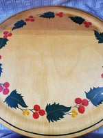 Signed Hand Painted Wooden Round Serving Tray