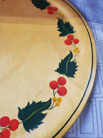 Signed Hand Painted Wooden Round Serving Tray