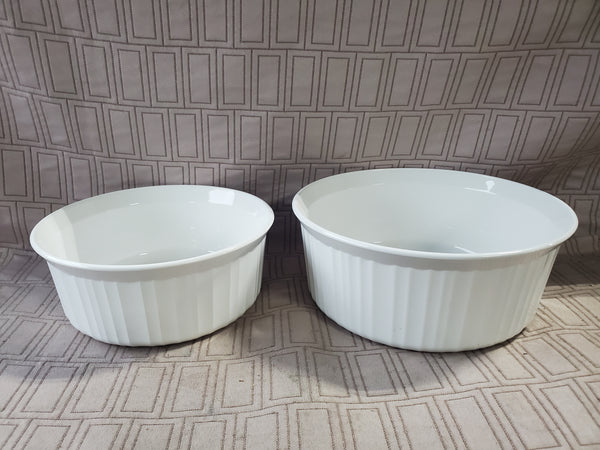 Pair of Corning Ware French White Souffle Dishes