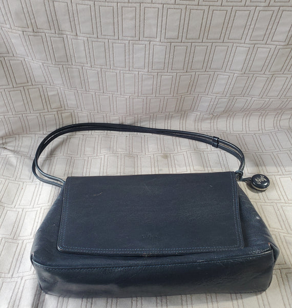 Monsac Navy Blue Leather Bag