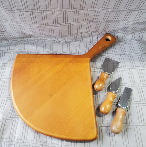 Martha Stewart Wooden Cheese Board with 3 Cheese Knives