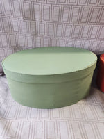 Vintage Pair of Green and Red Nesting Shaker Boxes