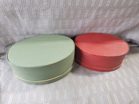 Vintage Pair of Green and Red Nesting Shaker Boxes