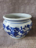 Small Blue and White Ceramic Planter