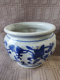 Small Blue and White Ceramic Planter