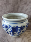 Small Blue and White Ceramic Planter