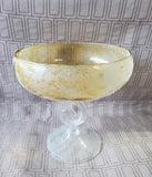 Yellow and Clear Glass Pedestal Candy Bowl