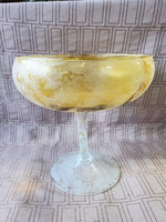 Yellow and Clear Glass Pedestal Candy Bowl