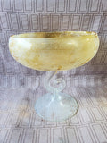 Yellow and Clear Glass Pedestal Candy Bowl