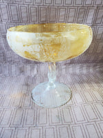 Yellow and Clear Glass Pedestal Candy Bowl