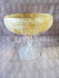 Yellow and Clear Glass Pedestal Candy Bowl