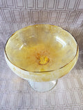 Yellow and Clear Glass Pedestal Candy Bowl