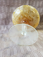 Yellow and Clear Glass Pedestal Candy Bowl