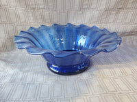 Hand Blown Blue Glass Decorative Bowl