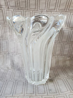 Heavy Clear and Frosted Glass Swirl Vase