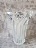 Heavy Clear and Frosted Glass Swirl Vase