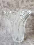 Heavy Clear and Frosted Glass Swirl Vase