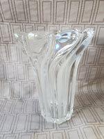 Heavy Clear and Frosted Glass Swirl Vase