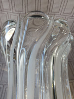 Heavy Clear and Frosted Glass Swirl Vase