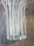 Heavy Clear and Frosted Glass Swirl Vase