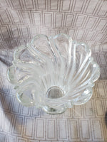 Heavy Clear and Frosted Glass Swirl Vase