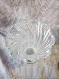 Heavy Clear and Frosted Glass Swirl Vase