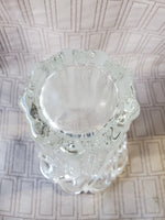 Heavy Clear and Frosted Glass Swirl Vase