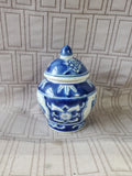 Small Blue and White Asian Inspired Ginger Jar