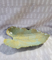 Signed Glazed Pottery Leaf Trinket Dish