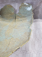 Signed Glazed Pottery Leaf Trinket Dish