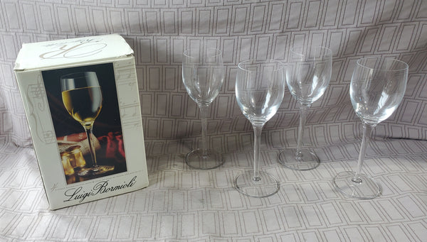 (B) Set of 4 Luigi Bormioli 9 Oz Blown Crystal Goblets