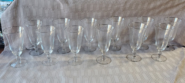 Set of 12 Silver Toned Rimmed Iced Tea Glasses