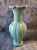 Ceramic Seafoam Green Ruffled Edge Vase