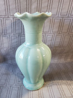 Ceramic Seafoam Green Ruffled Edge Vase