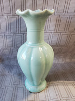 Ceramic Seafoam Green Ruffled Edge Vase