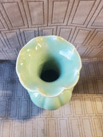 Ceramic Seafoam Green Ruffled Edge Vase