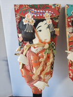 Pair of Asian Inspired Geisha Paddles